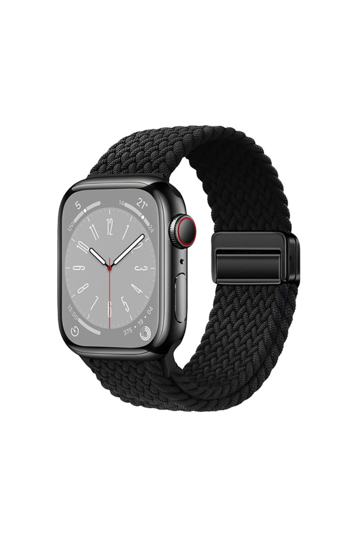 Watch 42mm NVTH KRD-134 Örgü Tasarımlı Hasır Kordon Strap Kayış - Siyah