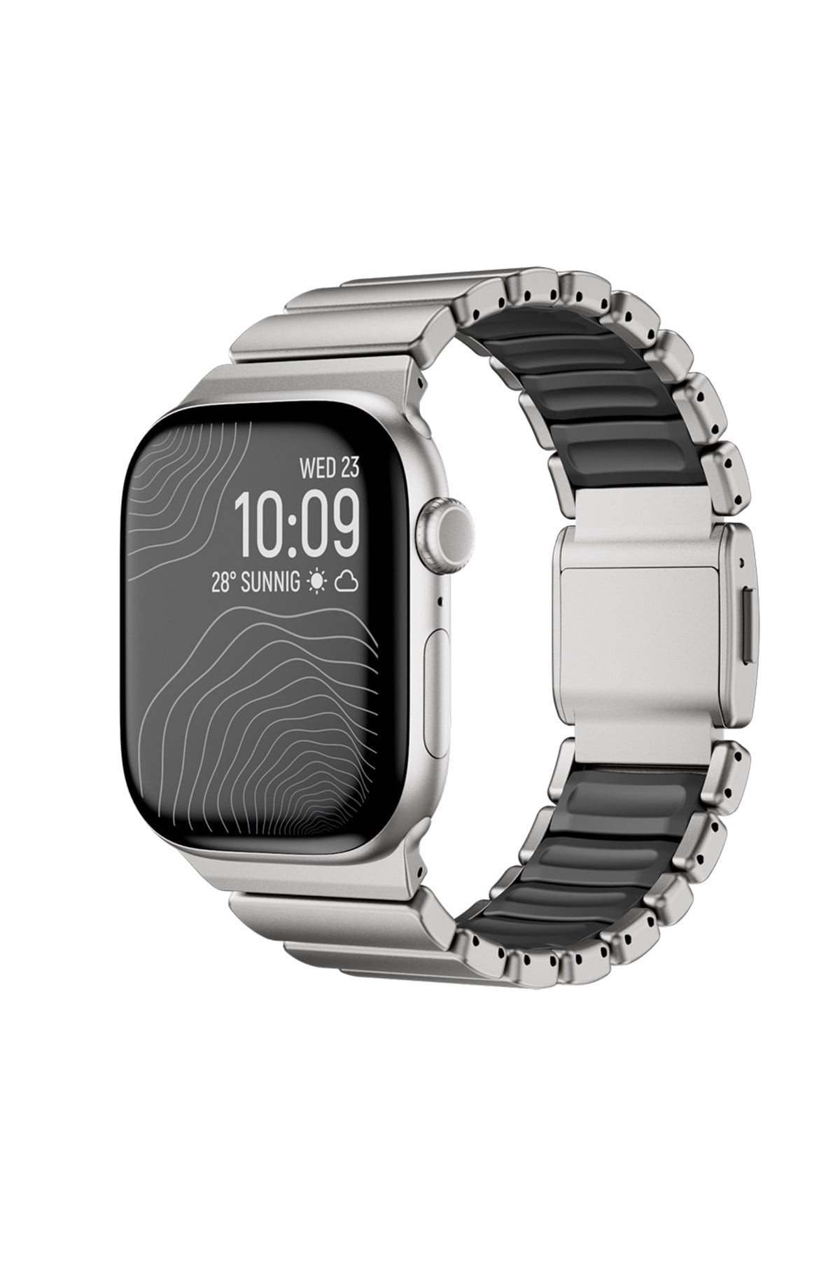 Watch 42mm NVTH KRD-149 Titanyum Silikon Kordon - Gümüş-Siyah