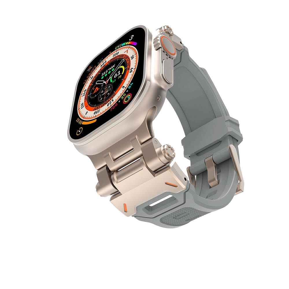 Watch 44mm NVTH KRD-108 Metal Başlıklı Silikon Kordon-Starlight Grey