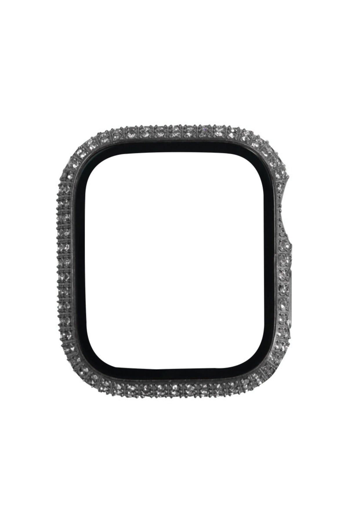 Watch 7 41mm NVTH Watch Gard 24 Kenarları Taşlı Sert PC Kasa Ve Ekran Koruyucu - Gümüş