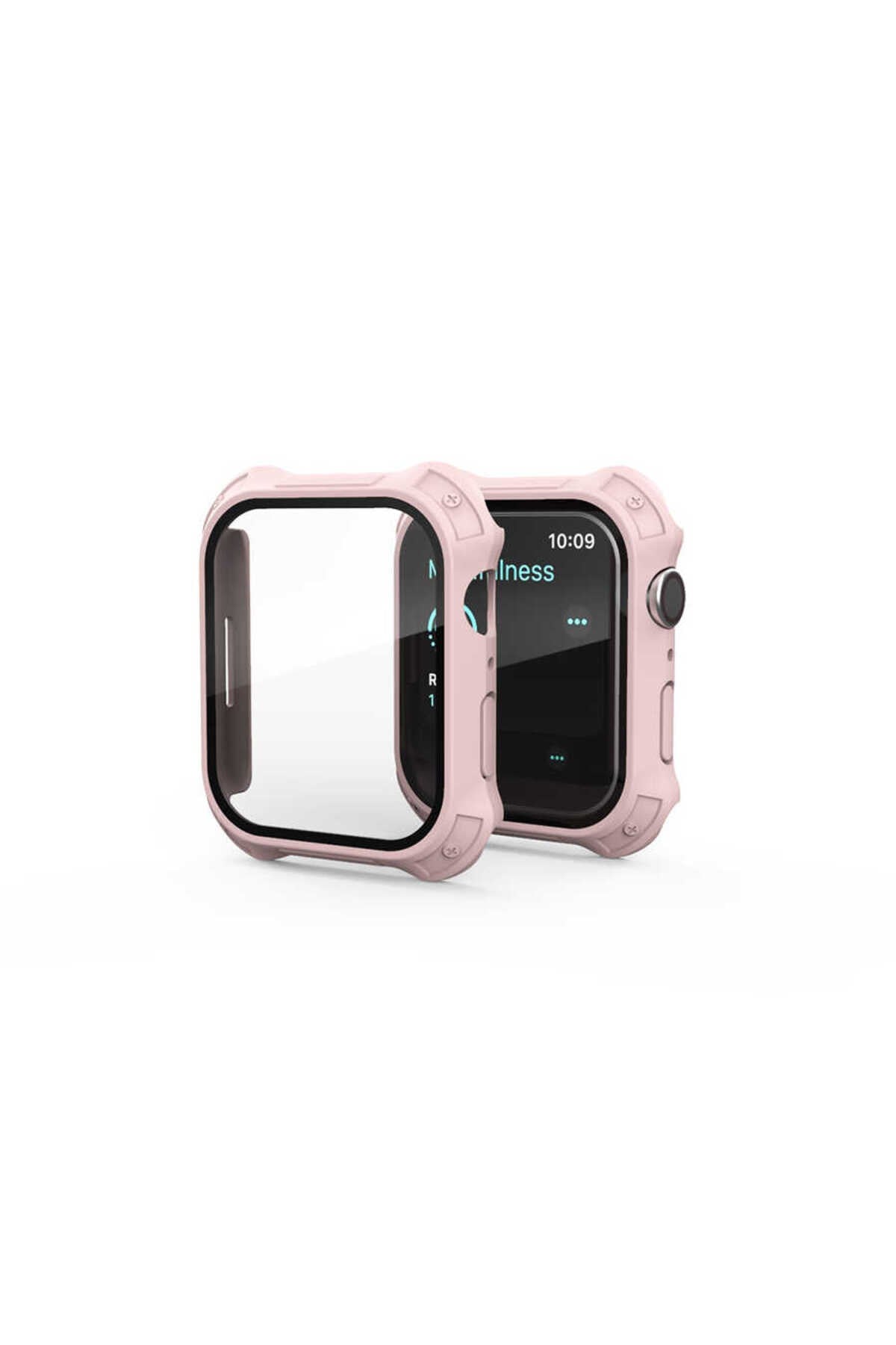 Watch 7 41mm Tank Zırh Kasa ve Mat Görünümlü Ekran Koruyucu NVTH Watch Gard 11 - Pembe