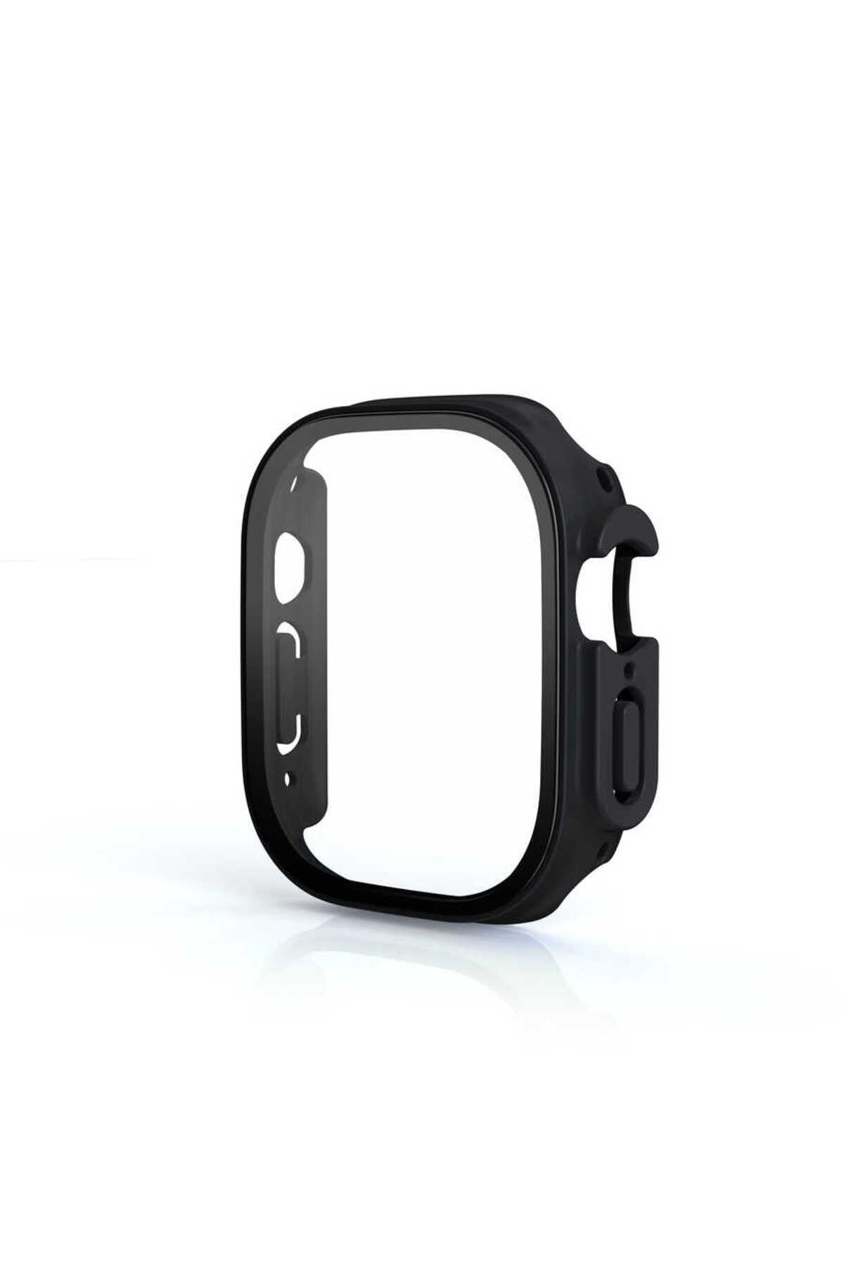 Watch Ultra 49mm Kasa ve Ekran Koruyucu NVTH Watch Gard 19 - Siyah