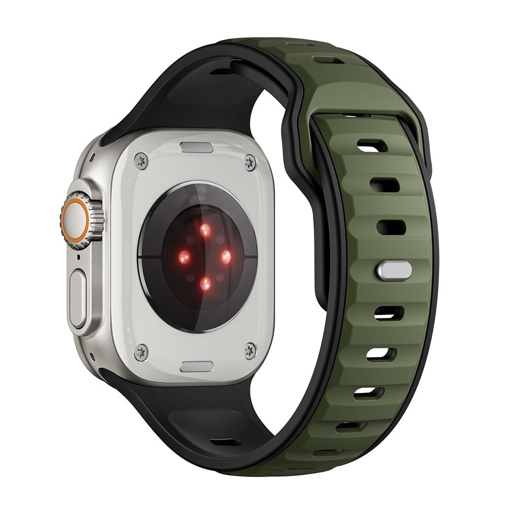 Watch Ultra 49mm NVTH KRD-135 Silikon Kordon Strap Kayış - Koyu Yeşil-Siyah