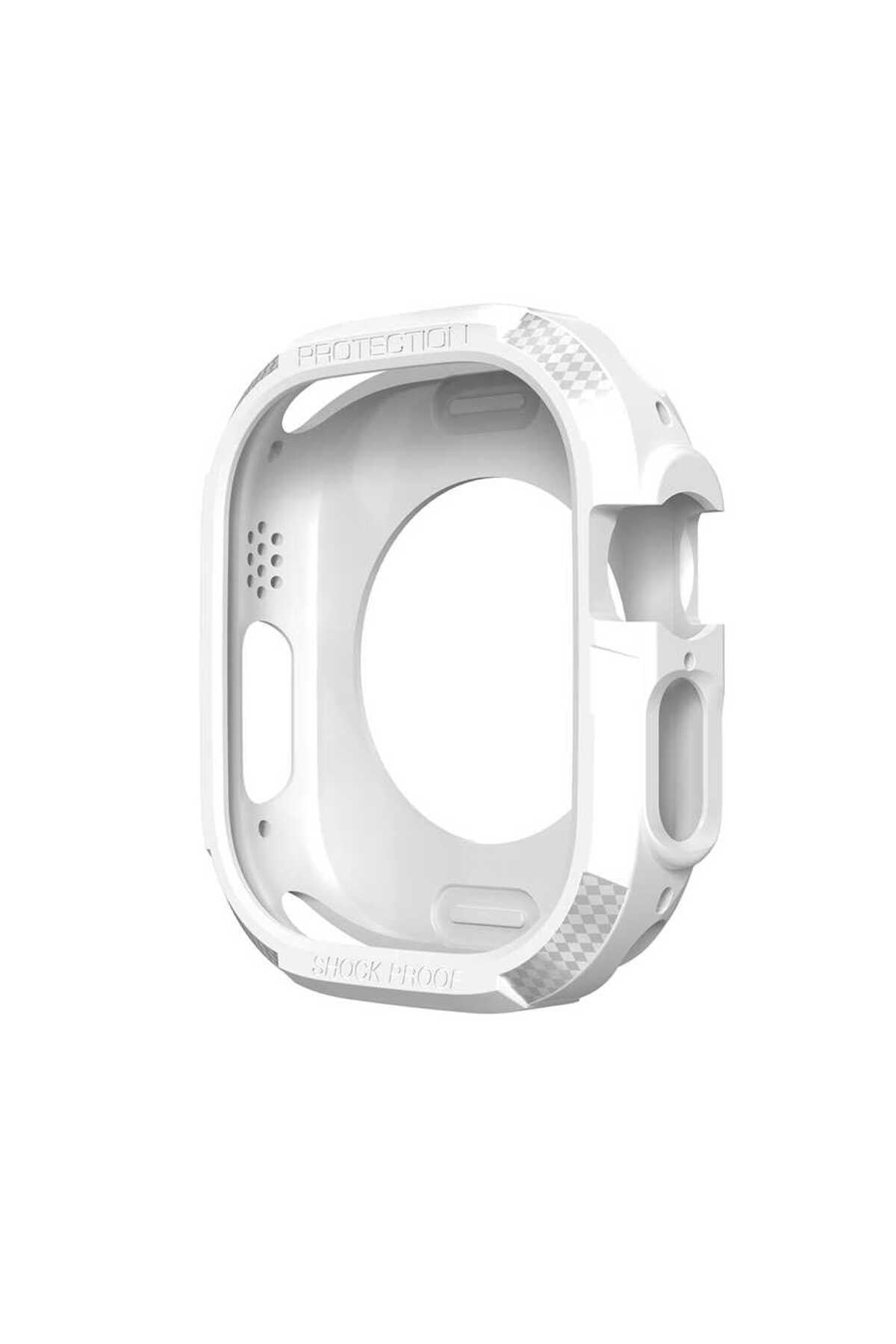 Watch Ultra 49mm Silikon TPU Kasa Koruyucu NVTH Watch Gard 17 - Beyaz