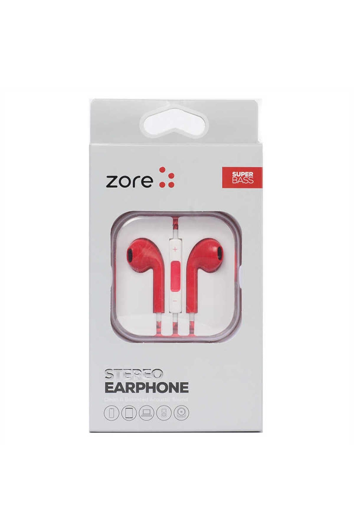 Zore EP6 Süper Seri 3.5mm Kulaklık - Kırmızı
