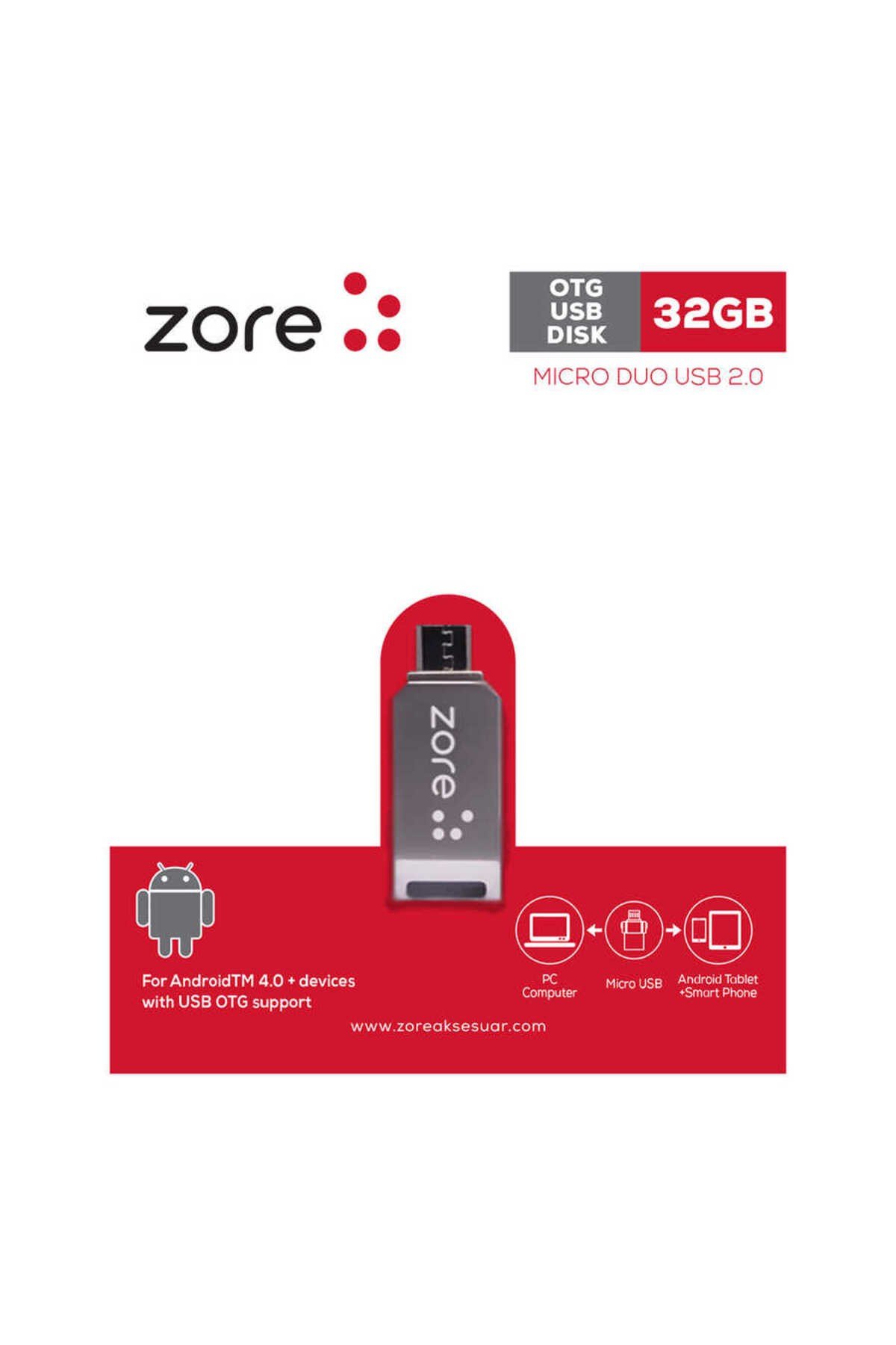 Zore OM1 Micro Metal OTG 32 GB - Gümüş