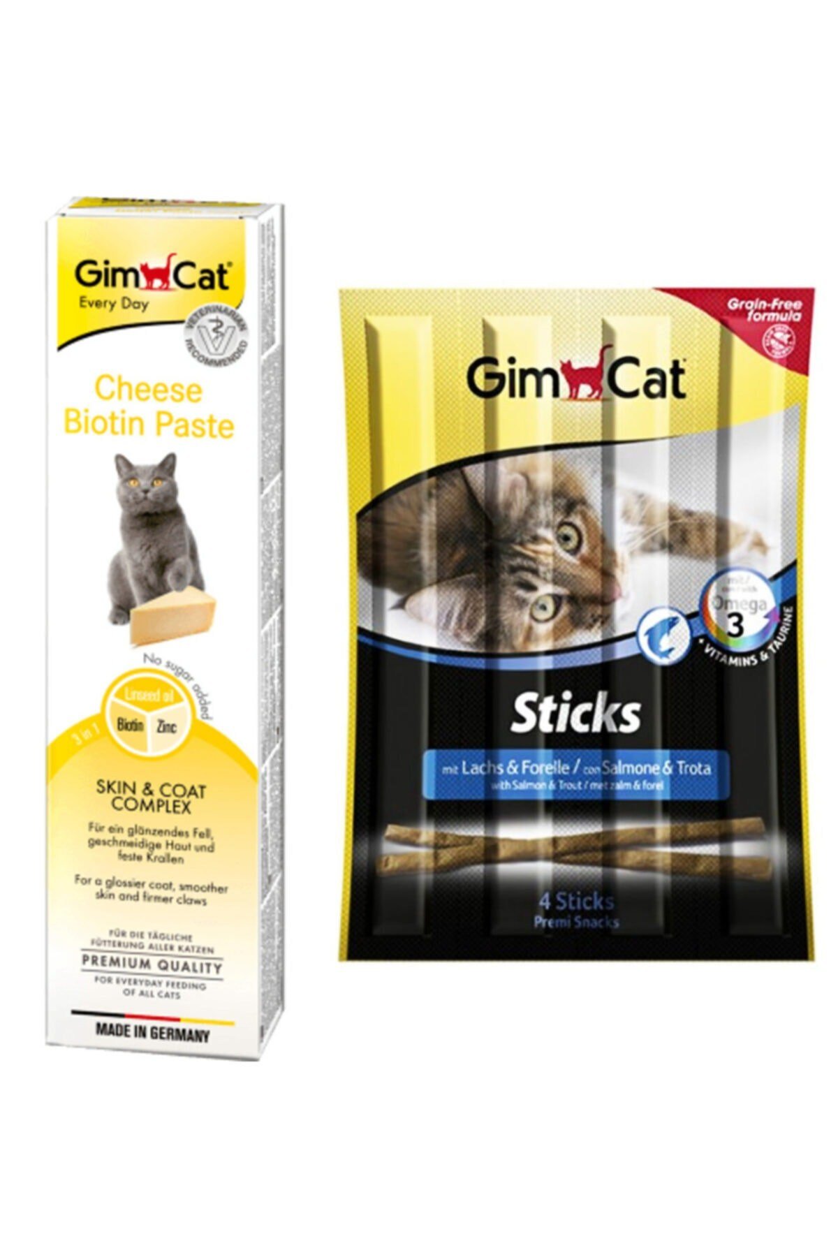 Cheese Paste Biotin Peynirli Kedi Macunu 50 gr + Sticks Somonlu Alabalıklı Kedi Ödülü