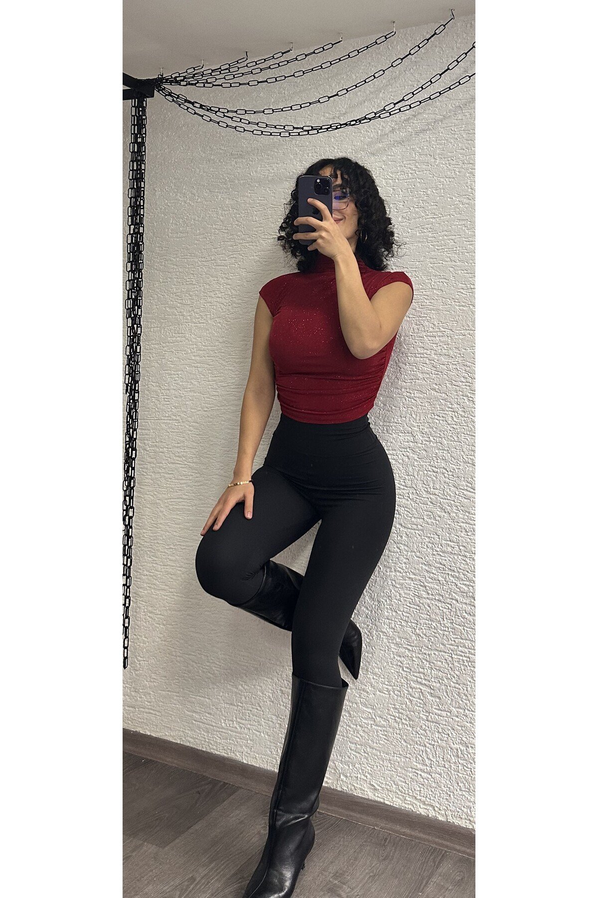 Kadın Yüksek Bel Toparlayıcı Spor Taytı Esnek Kumaş