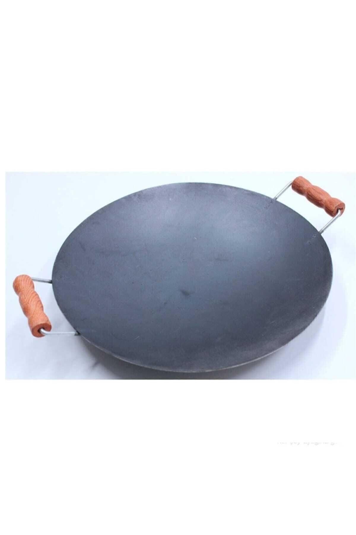 Kavurma Sac 35 Cm Çift Taraflı Saç Kavurma Gözleme Sacı Ahşap Kulp