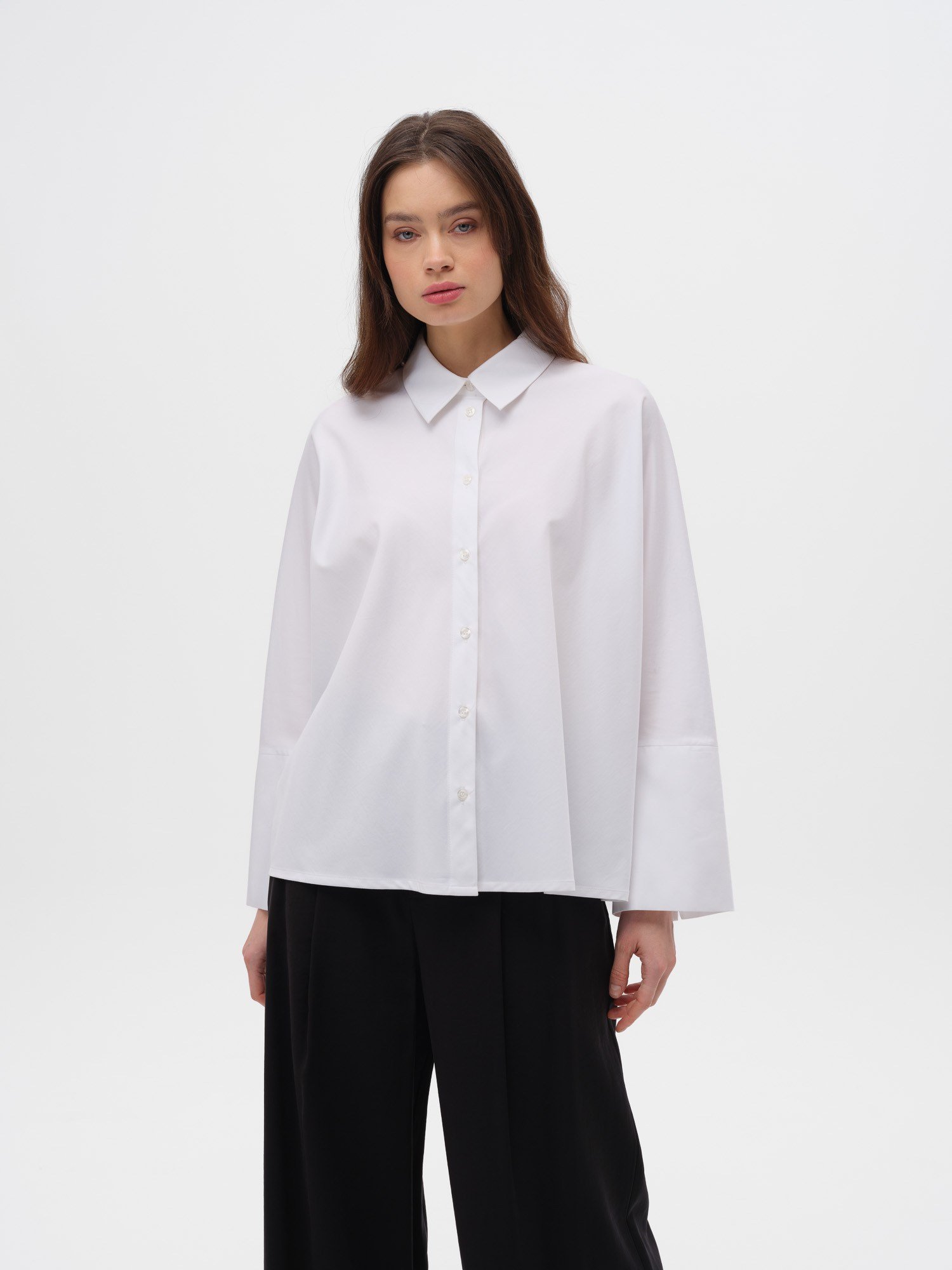 Piarbi Nakışlı Roba Detaylı Geniş Manşet Bol Kesim Gömlek - %100 Kompakt Pamuk Comfort Satin Tasarım Shirt