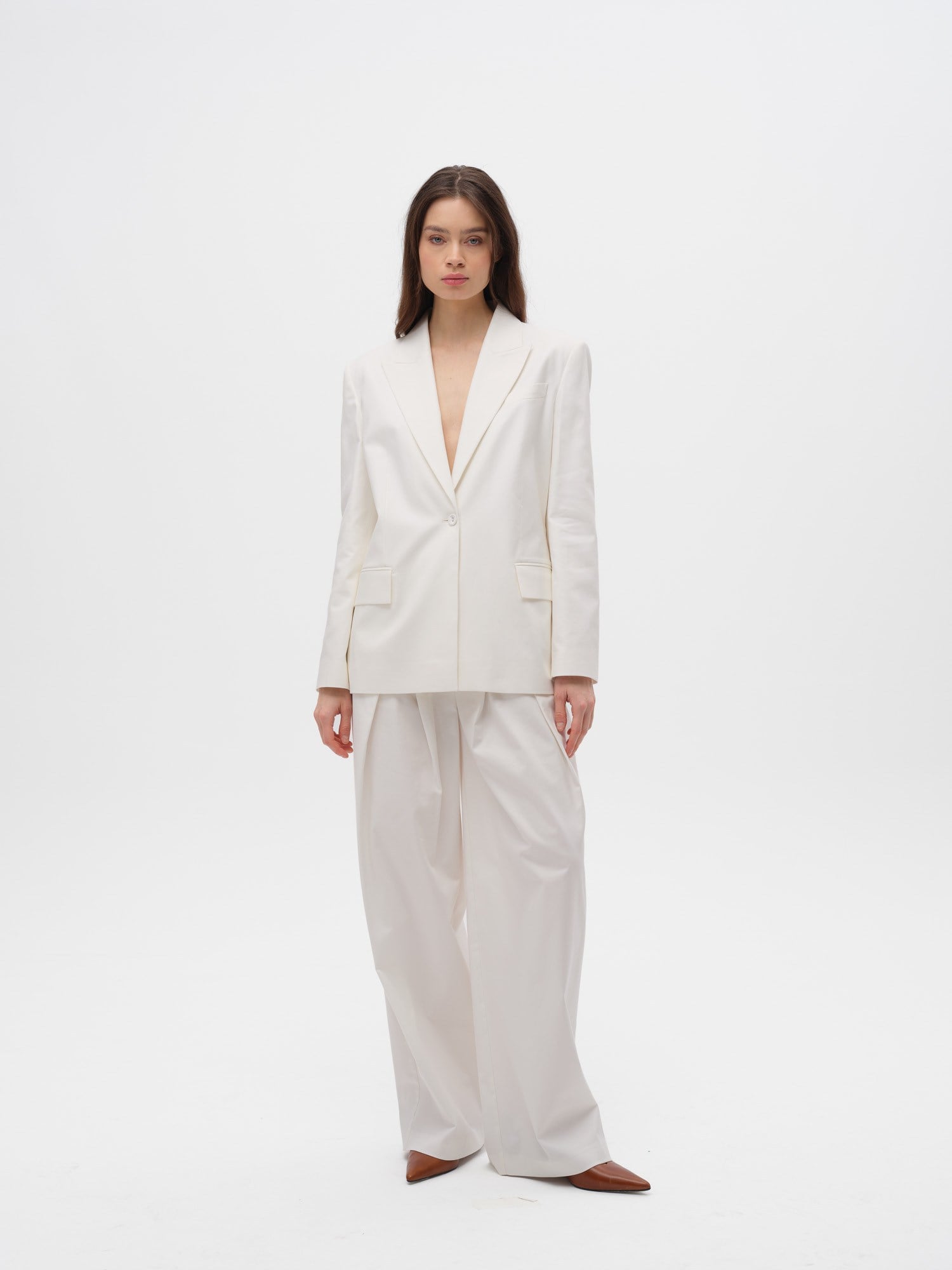 Piarbi Pamuk & Modal Karışımlı Ceket - Off White Clean Look Regular Fit