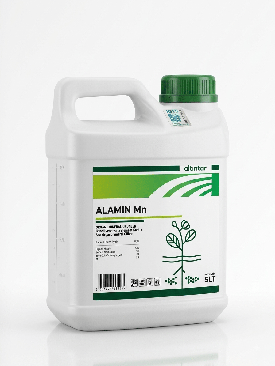 Alamin Mn 5 LİTREAlamin Mn Mangan İçerikli Organomineral GübreALTINTARAlamin Mn 5 LİTRE