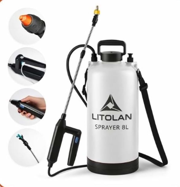 Litolan Elektrikli Püskürtücü Şarjlı Otomatik Sırt İlaçlama Pompası | 8 LitreAKTİF  HIRDAVATLitolan Elektrikli Püskürtücü Şarjlı Otomatik Sırt İlaçlama Pompası | 8 Litre
