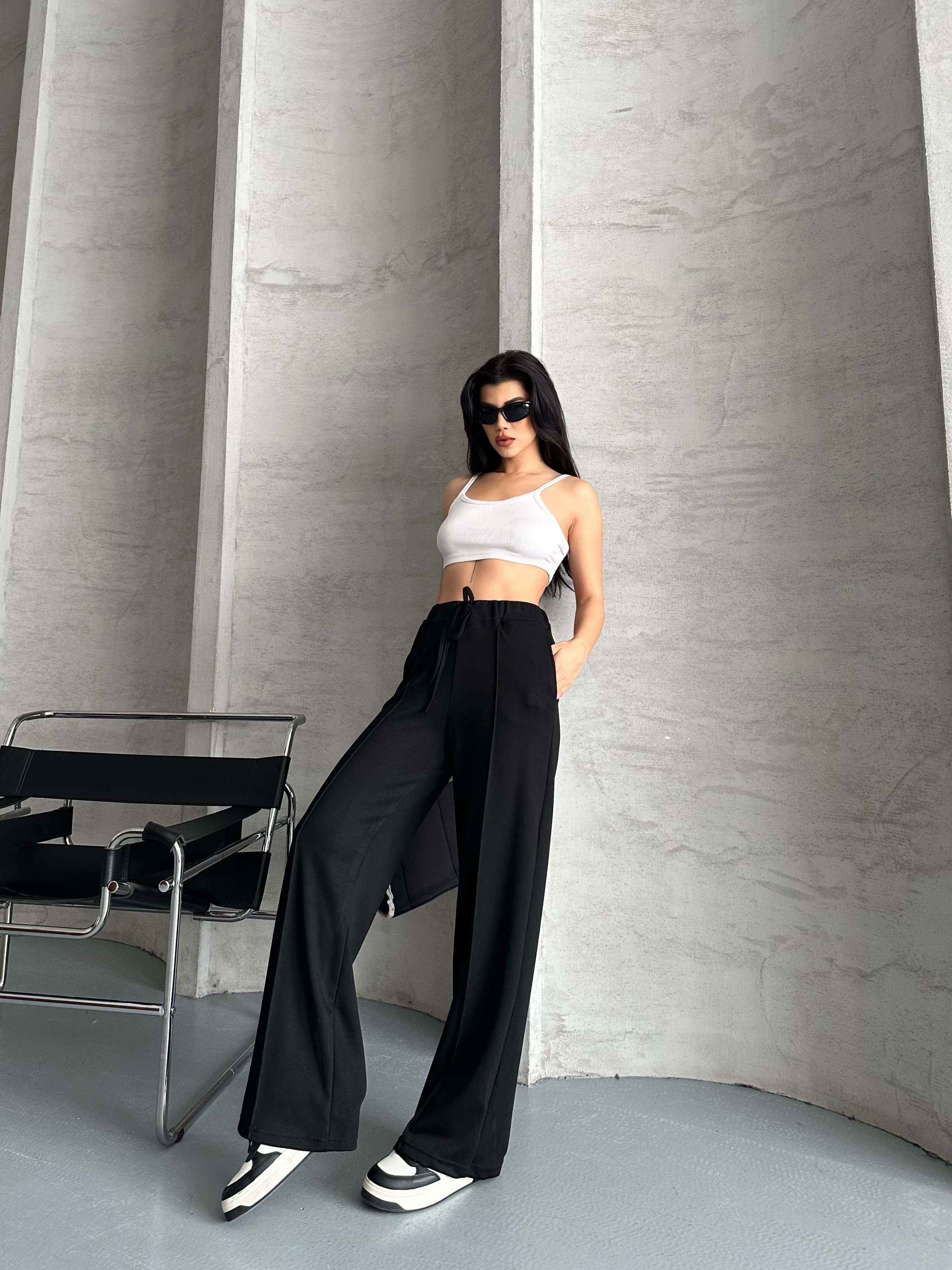 Oysho Çimalı Pantolon Siyah
