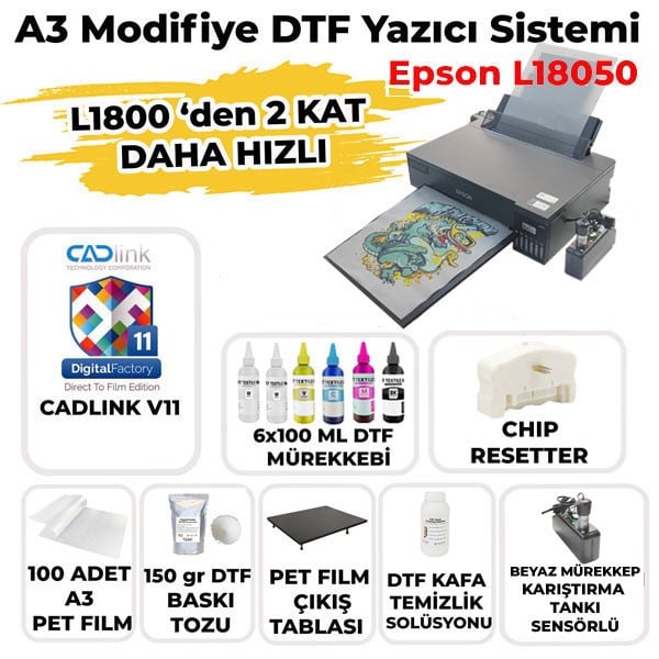 DTF A3 Tekstil Baskı Yazıcısı (CADLink)