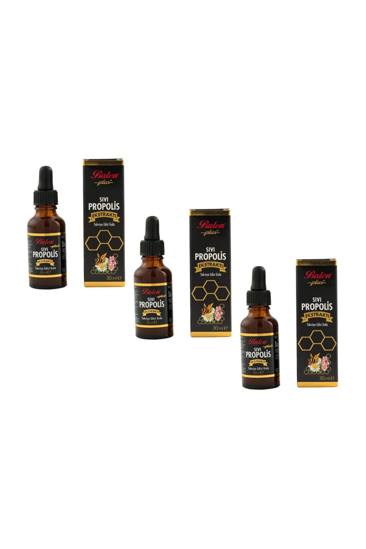 3 Adet Sıvı Propolis Ekstraktı Su Bazlı Damla 30ml X 3