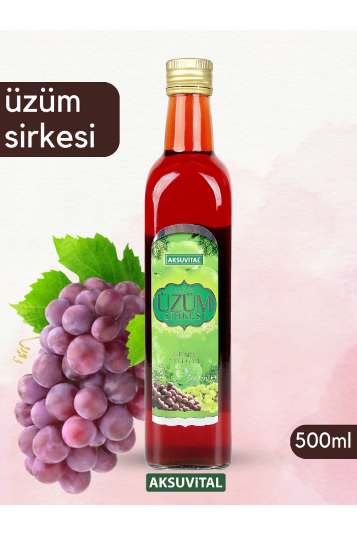 Aksuvital Organik Üzüm Sirkesi 500 ml %100 Doğal