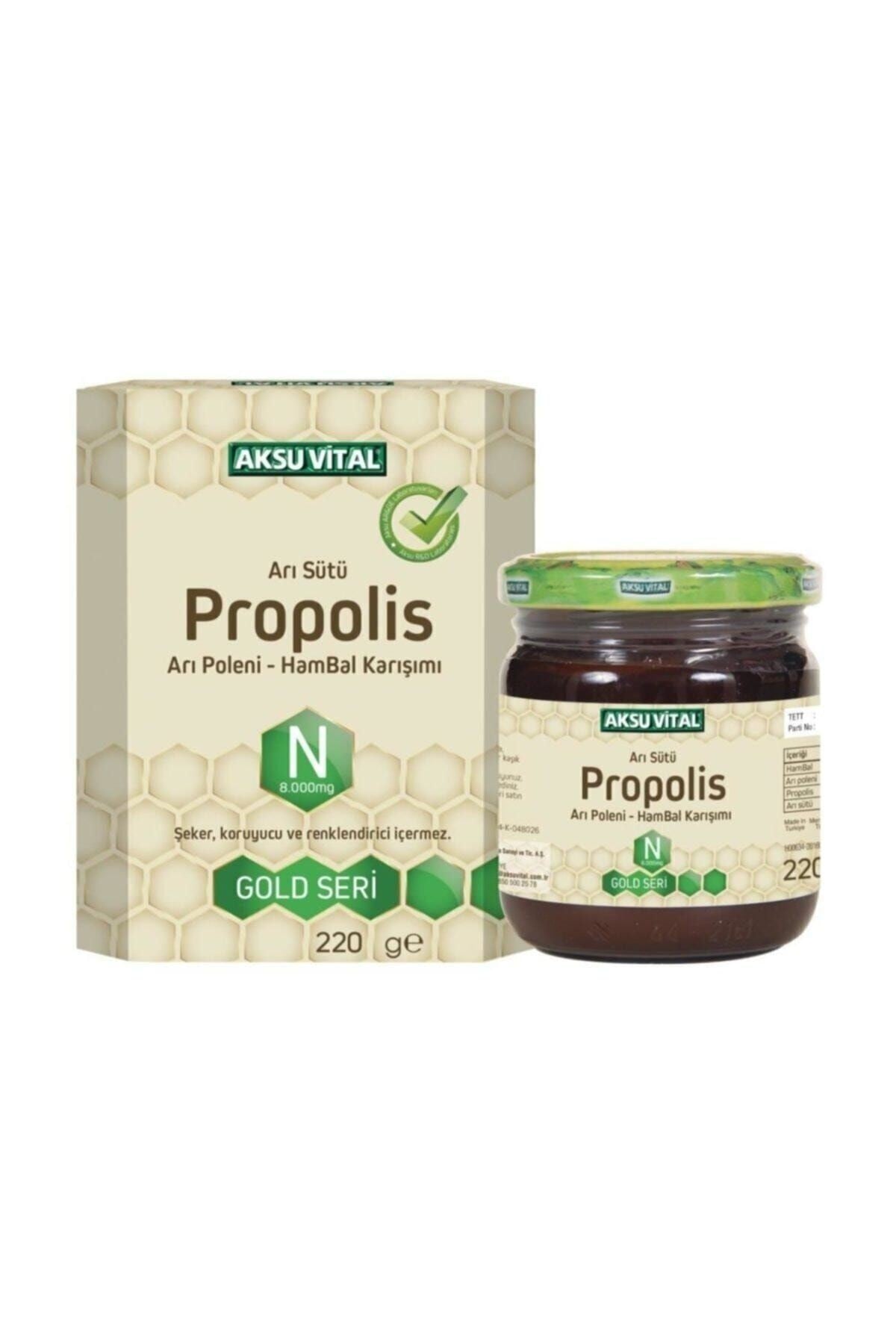 Aksuvital Propolisli Arı Sütü Polen & Ham Bal Karışımı (8000 MG) 220 gr