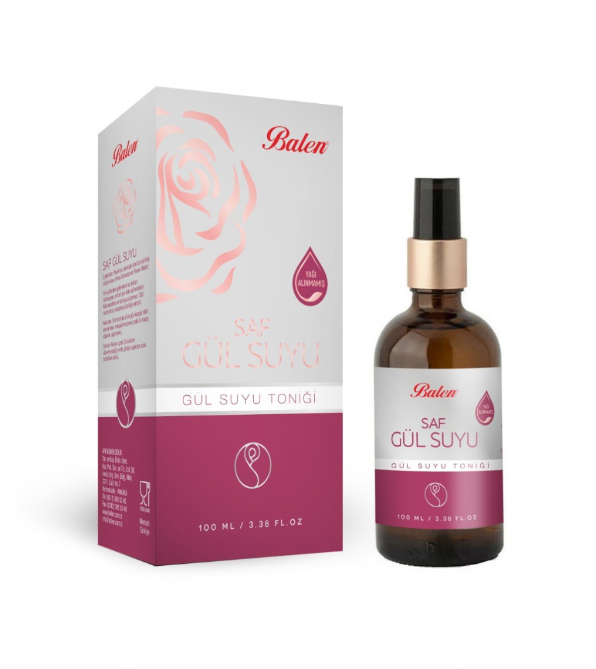 Balen Gül Suyu 100 ml. Saf Gül Suyu Pure Rose Water Gül Suyu Tonik Sprey Uçlu
