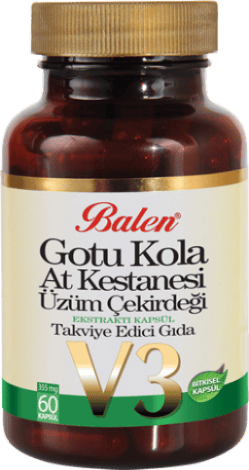 Balen V3 Gotu Kola At Kestanesi Üzüm Çekirdeği Ekstraktı 60 Kapsül