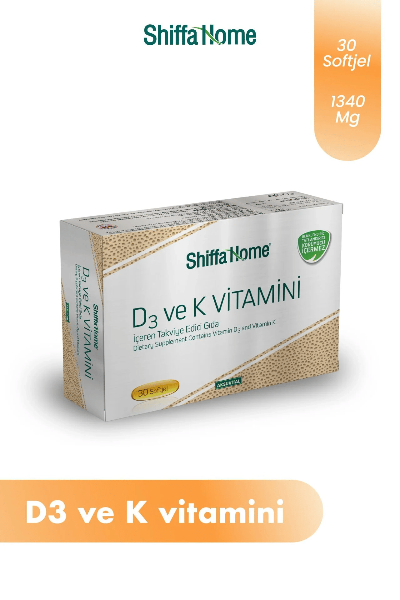 Shiffa Home D3 Ve K Vitamini 1300 mg 30 Kapsül