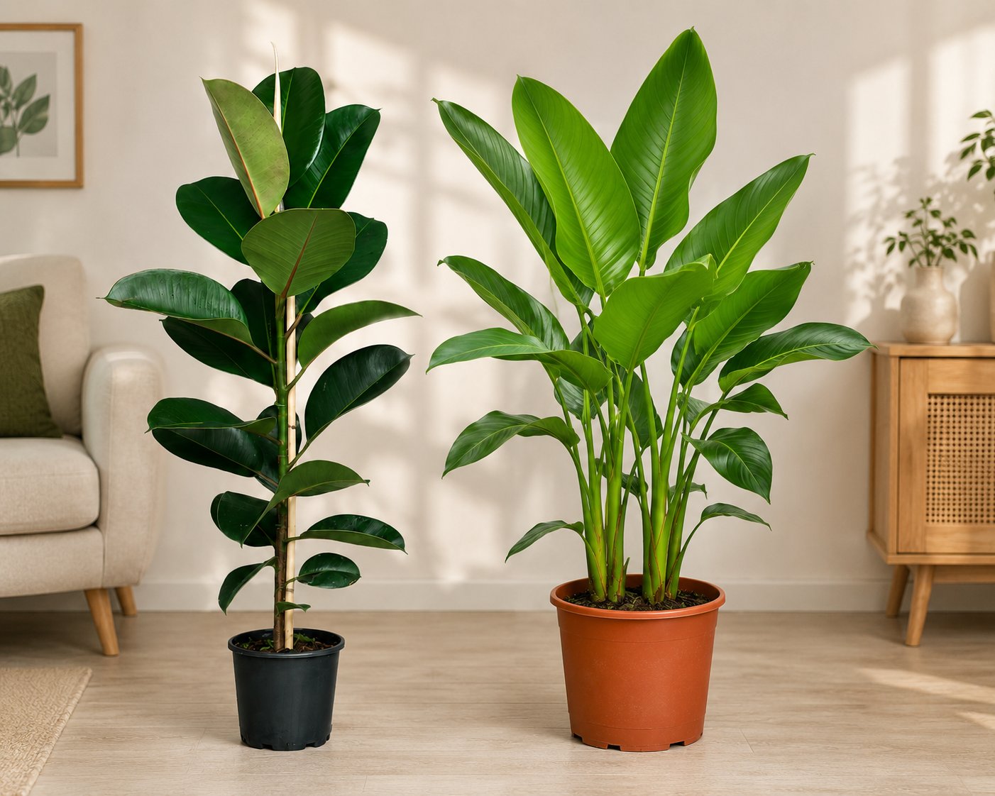 🌿 3 Köklü Starliçe 100-110 cm + Tek Kök Kauçuk | Büyük Boy Salon Bitkisi Seti