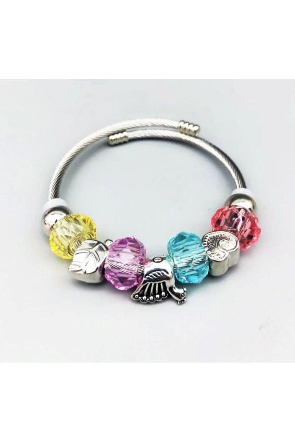 316L 1. SINIF ÇELİK RENKLİ TAŞLI GÜMÜŞ RENK AYARLANABİLİR BİLEKLİK