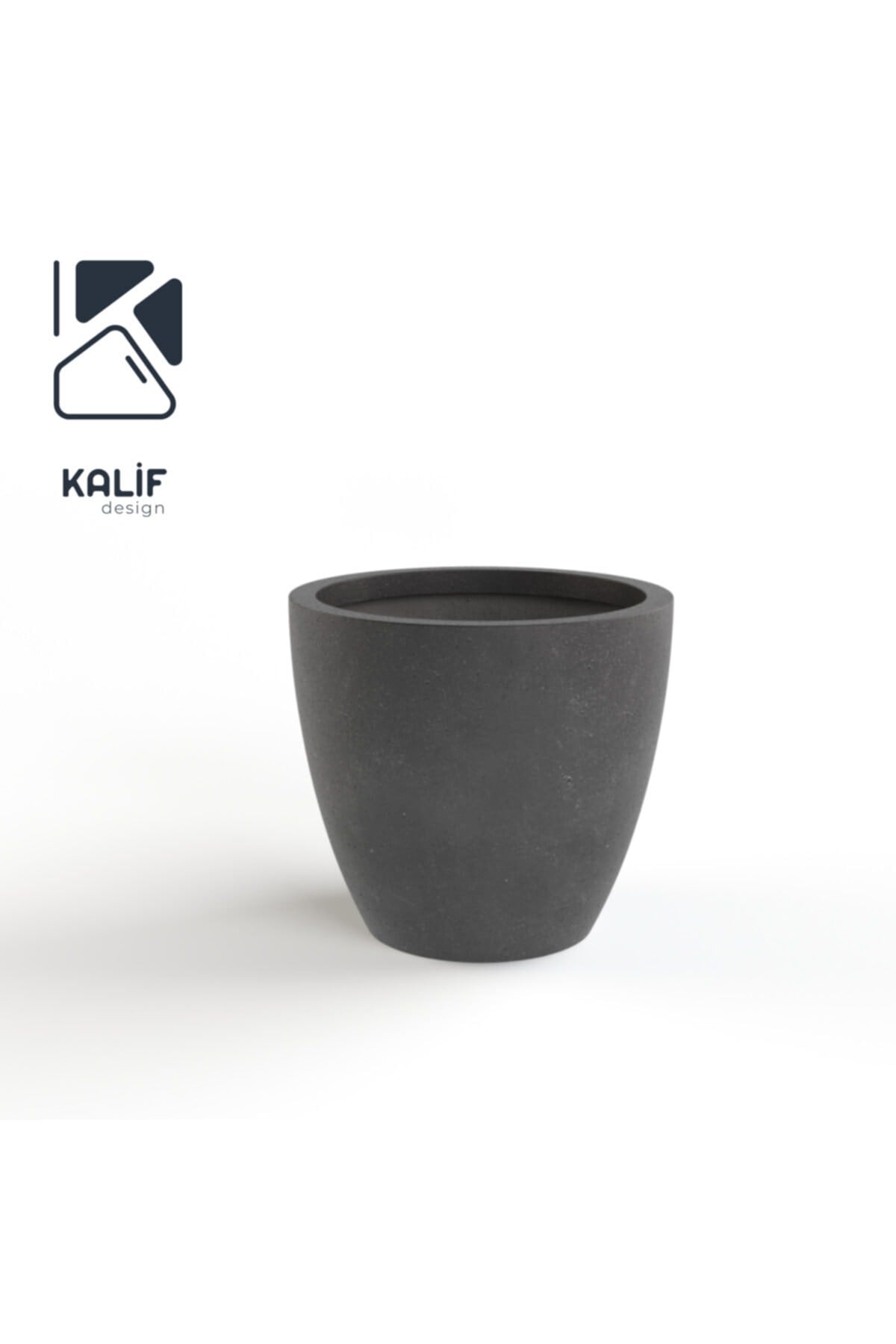 Hafif Beton Saksı (TERRAZO) Indra (L) 44x42 Siyah