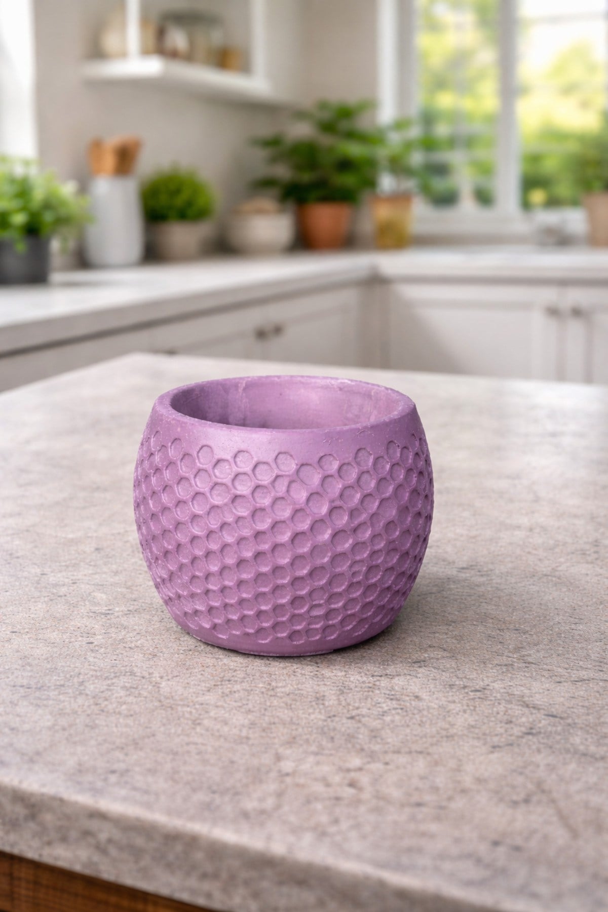 Honeycomb Desenli Mor Saksı