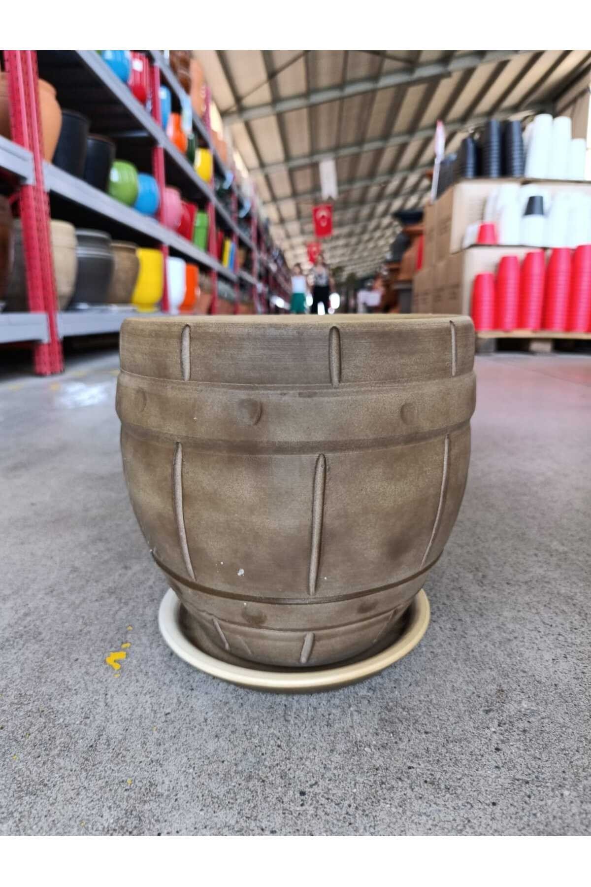 Tabaklı 15 Litre Dekoratif Taş Saksı
