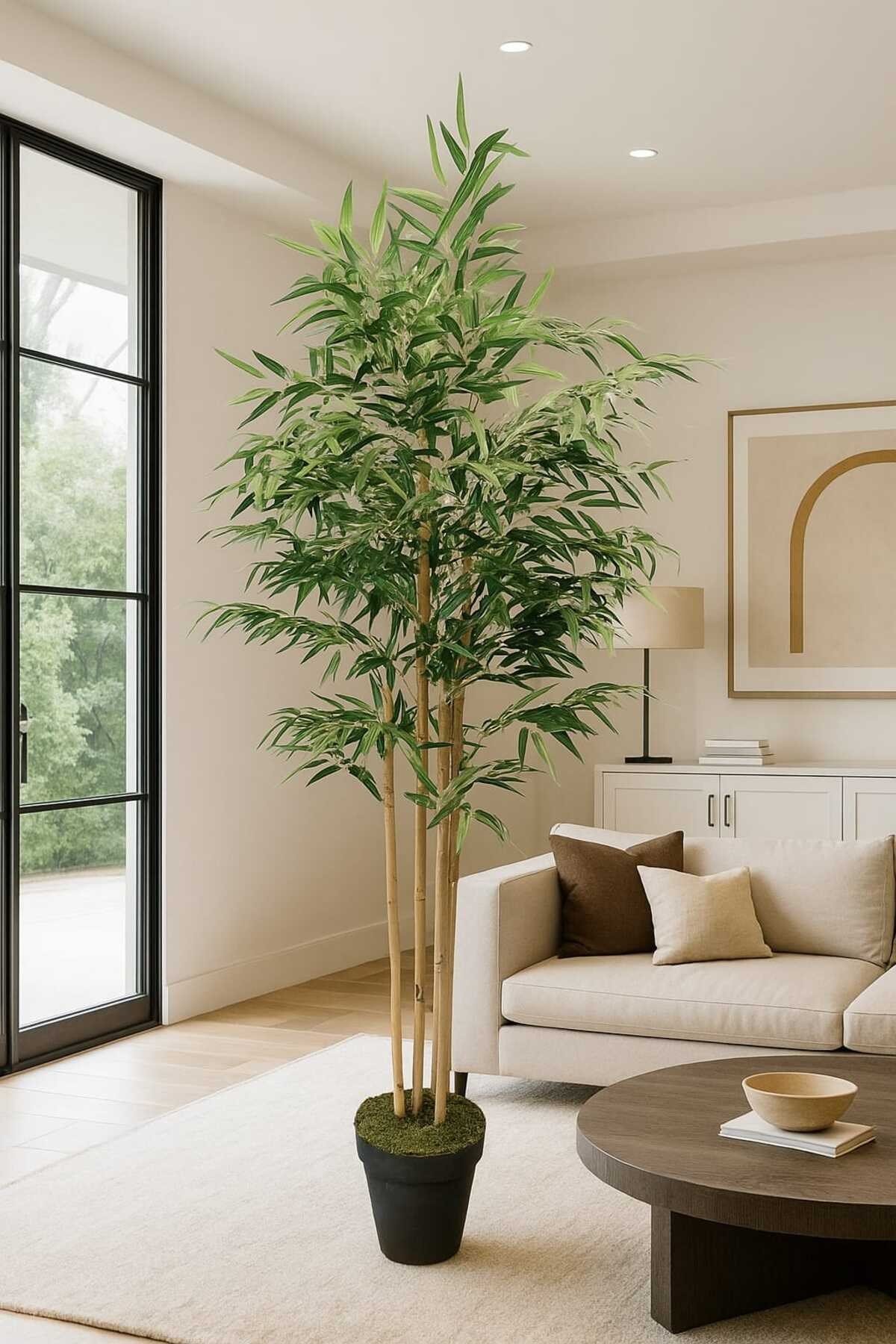 Yapay Ağaç Lüks Bambu Salon Bitkisi 6 Gövdeli 180 Cm