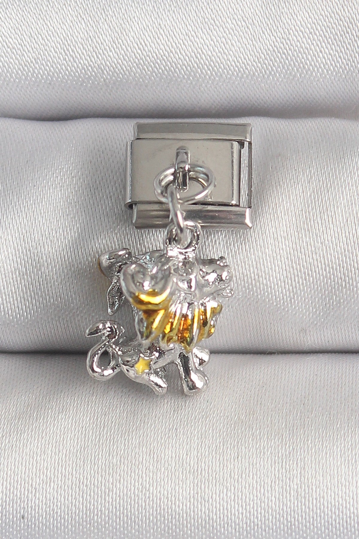 316L Çelik Gümüş Renk Sallantı Aslan Model Nomination Charm