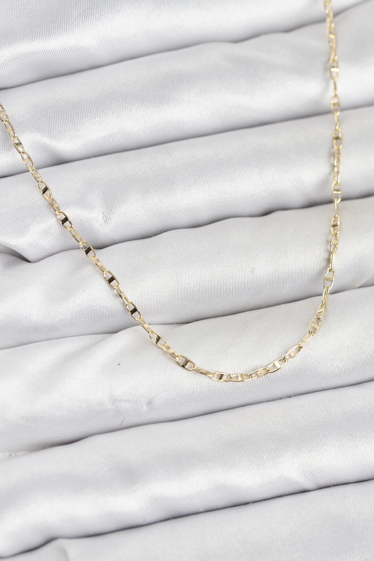CM 14K Gold Renk Pirinç Gemi Zinciri Model Kadın Kolye