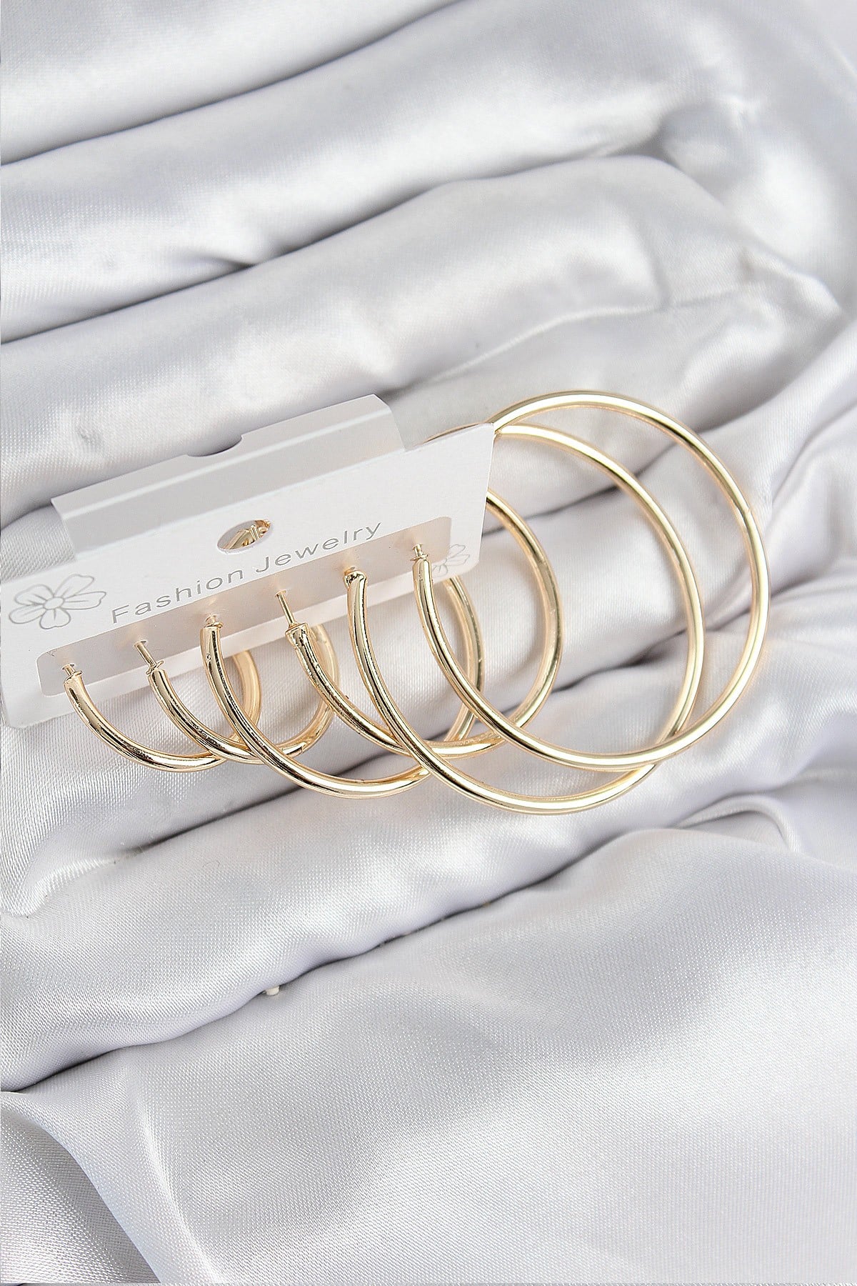Pirinç Halka Model Gold Renk Kadın Set Küpe