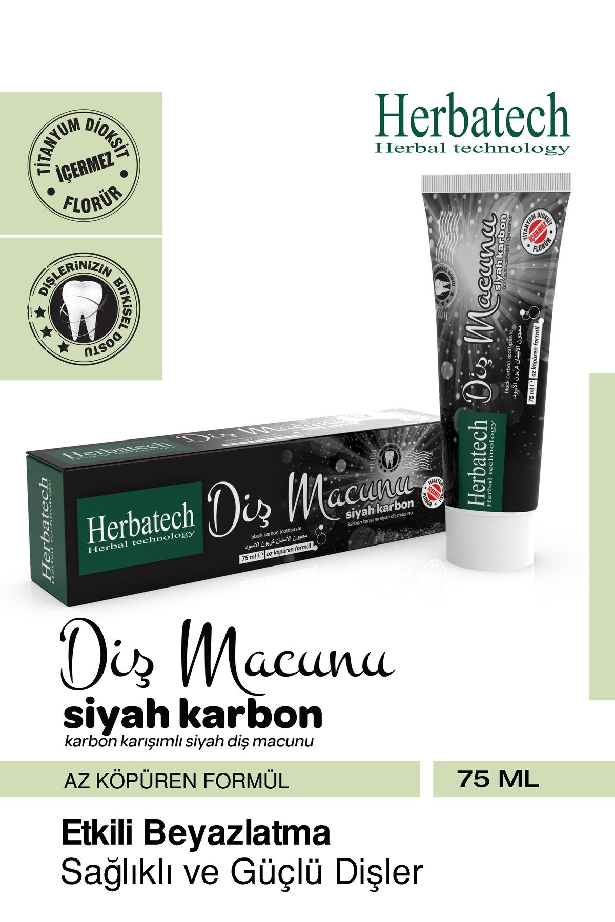 Siyah Diş Macunu Aktif Karbonlu Karışımlı 75 ml