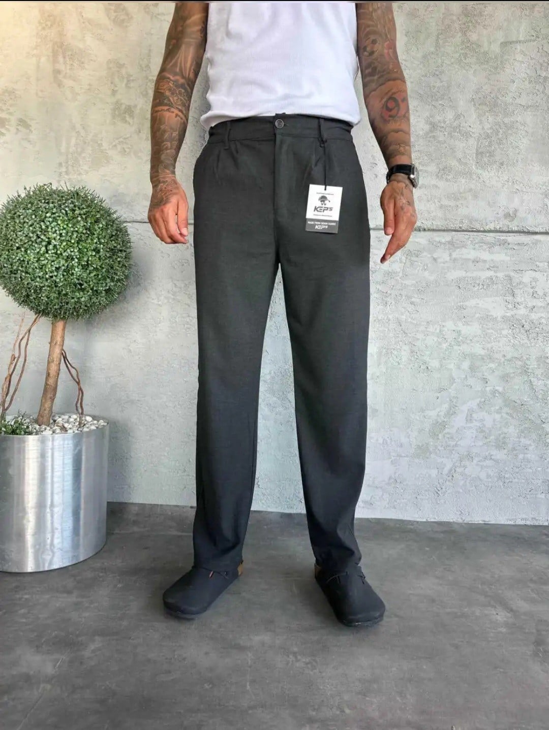 BAGGY KUMAŞ PANTOLON FÜME