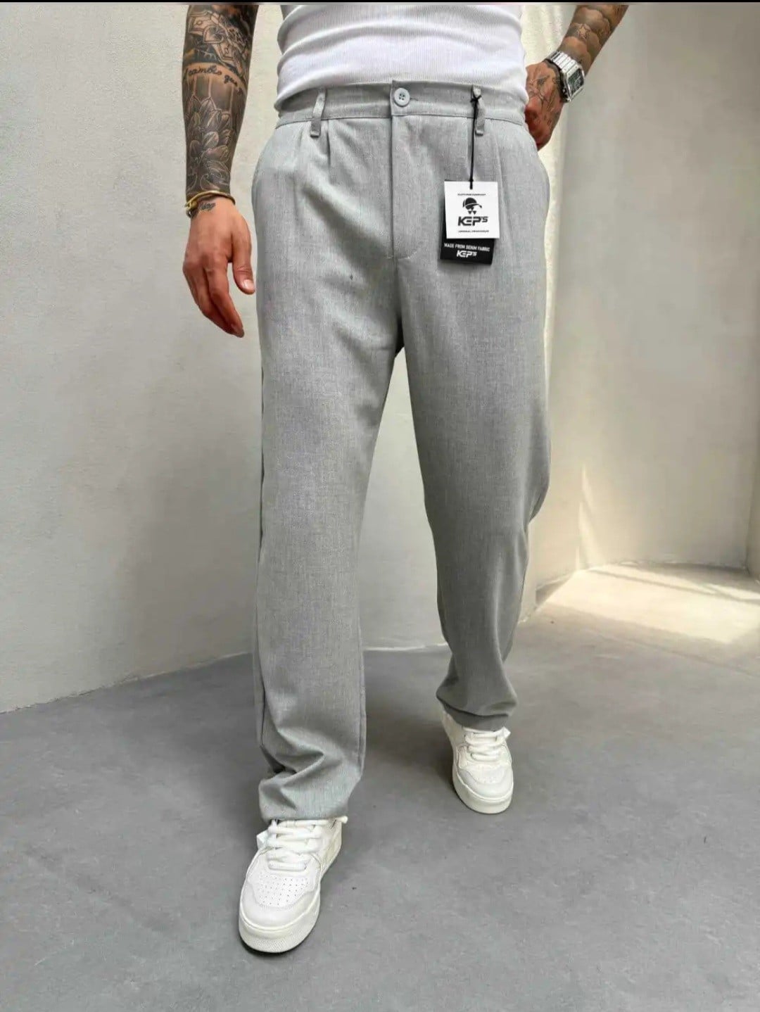 BAGGY KUMAŞ PANTOLON GRİ