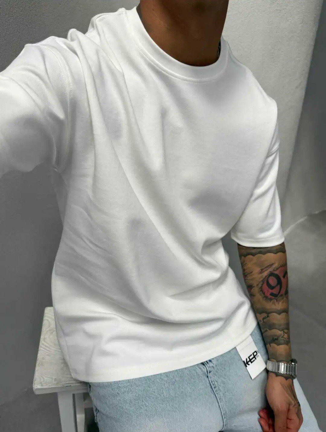 KEP's %100 Pamuk Oversize T-shirt Beyaz
