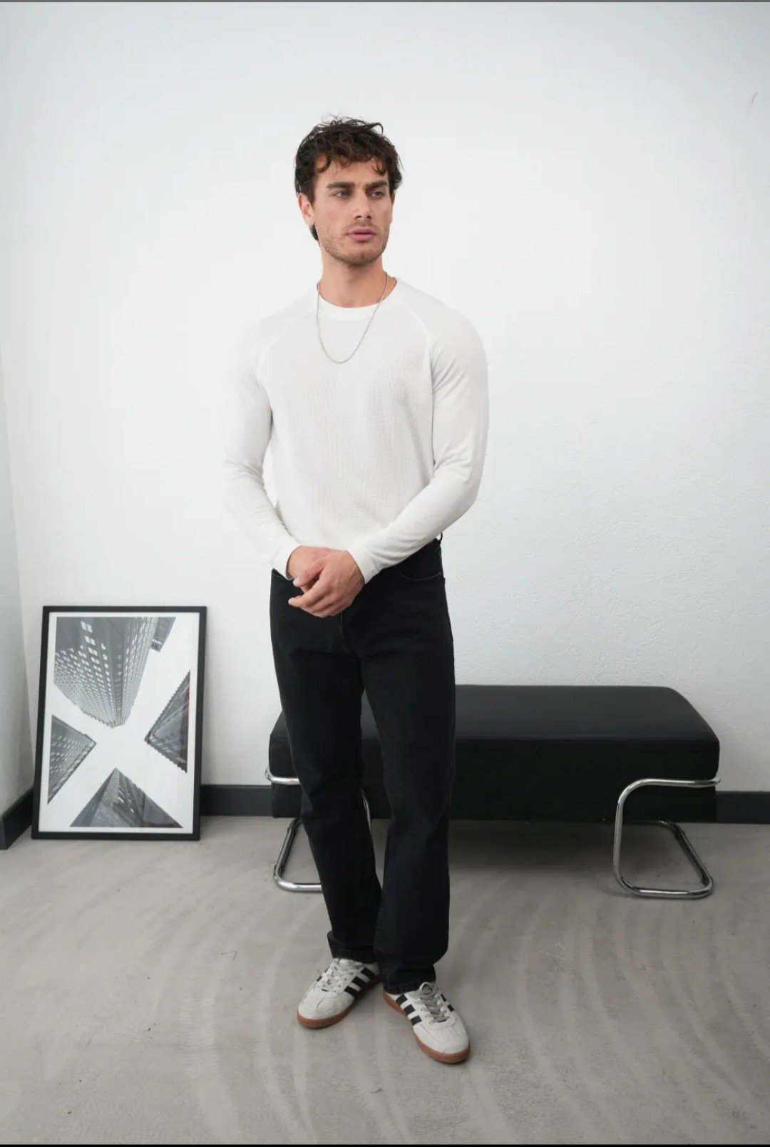 WAFFLE UZUN REGLAN KOLLU SWEAT EKRU