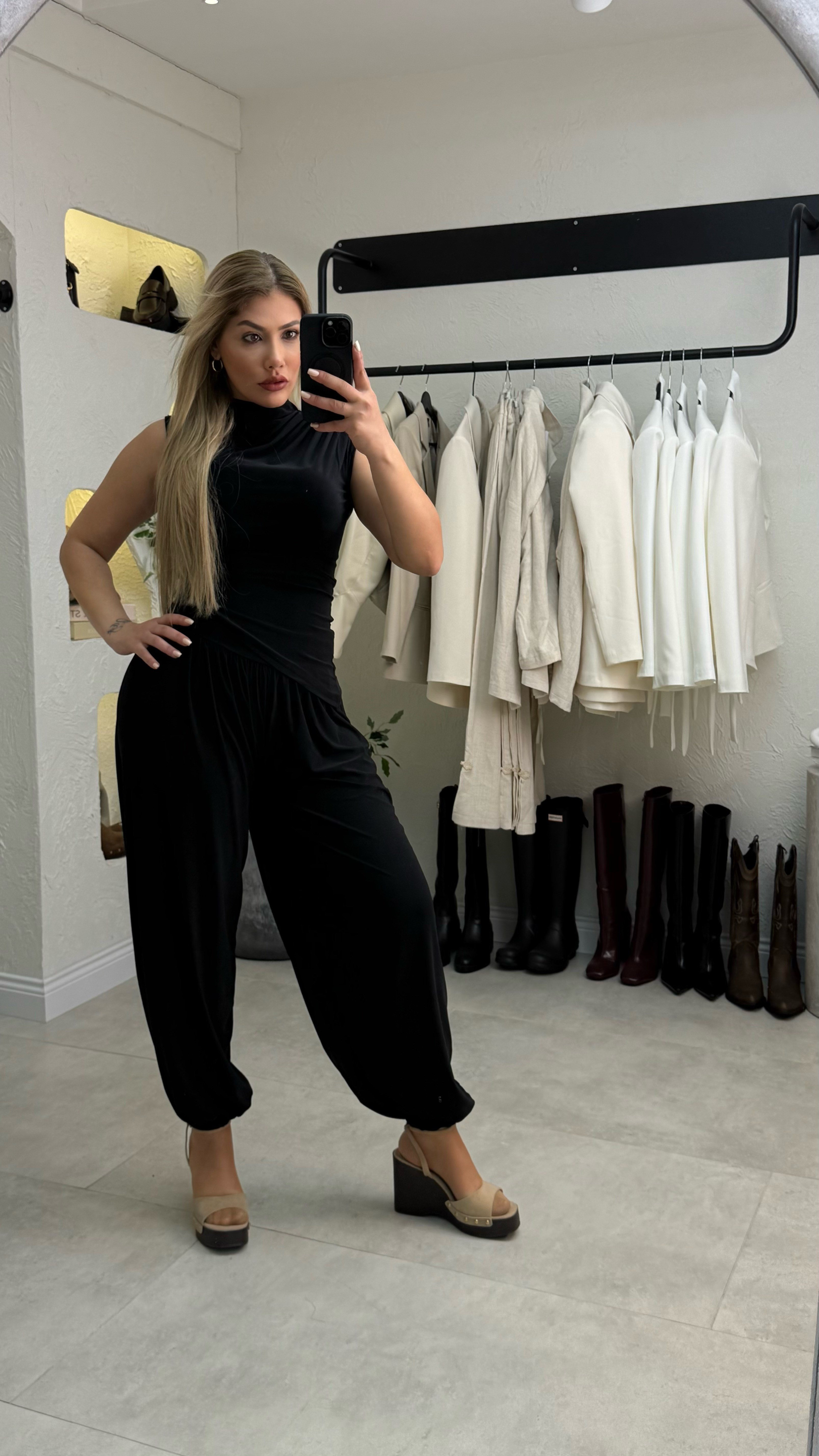 Siyah Şalvar Pantolon Bluz Takım