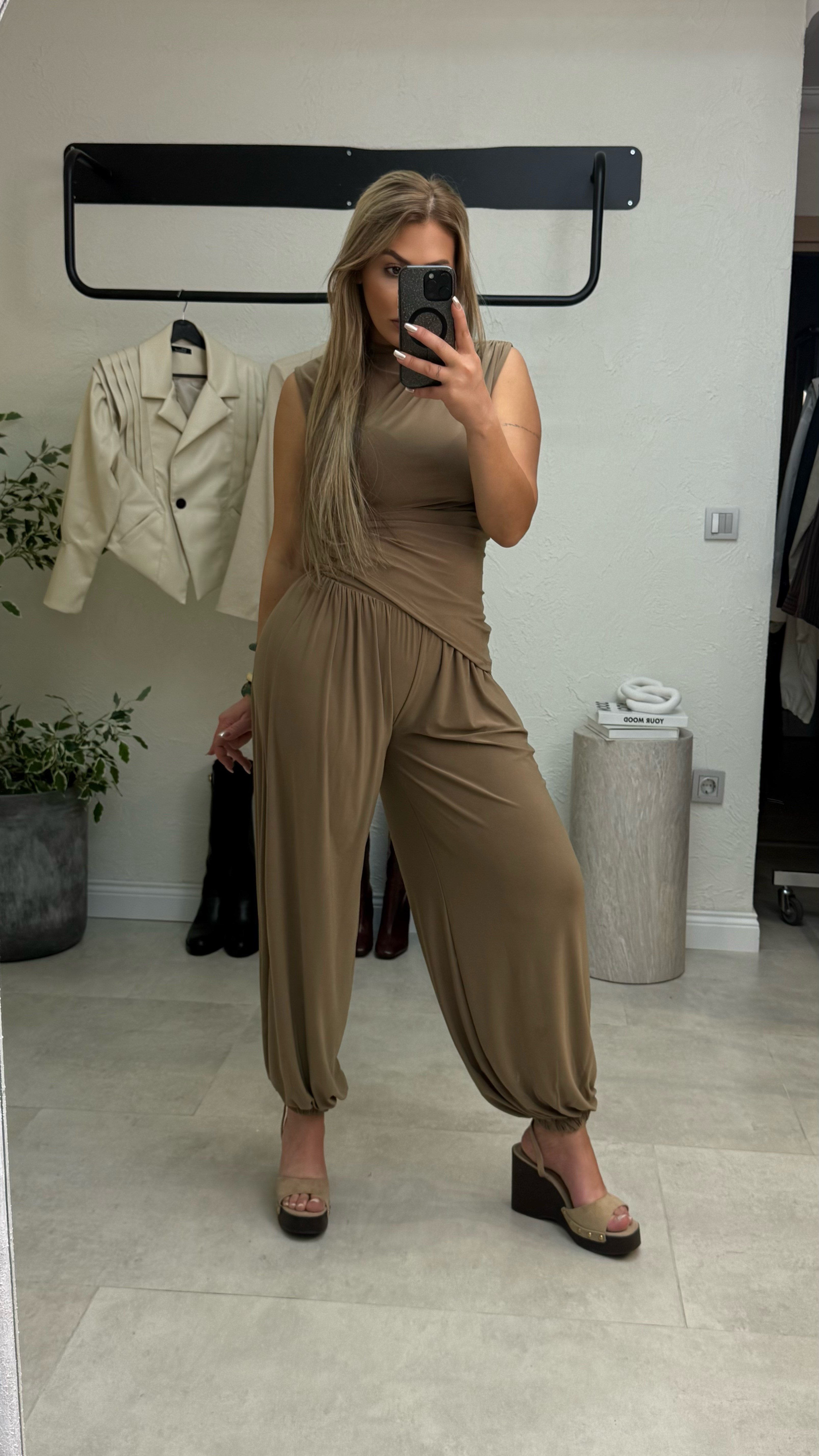 Yeşil Şalvar Pantolon Bluz Takım
