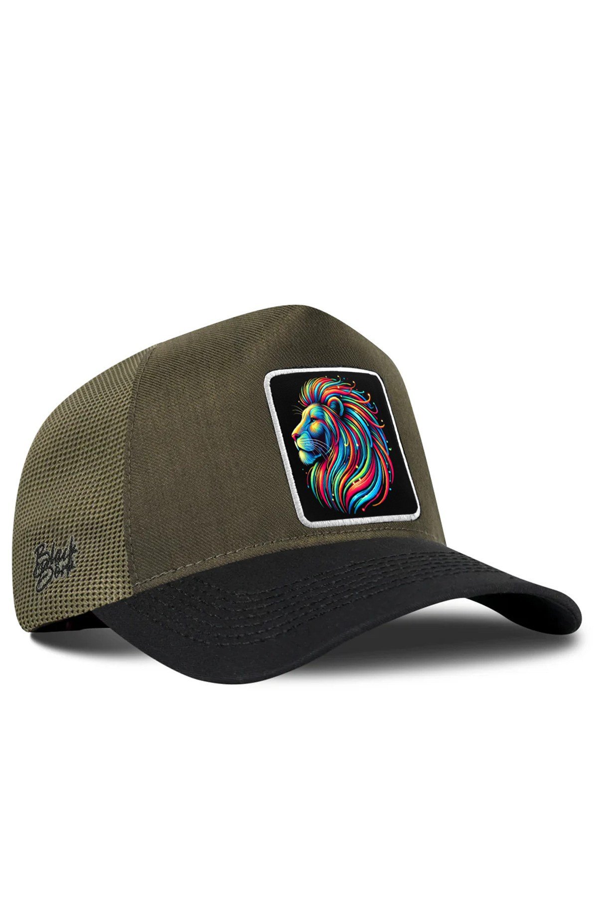Aslan Logolu Cordura Siyah-Haki Trucker Şapka