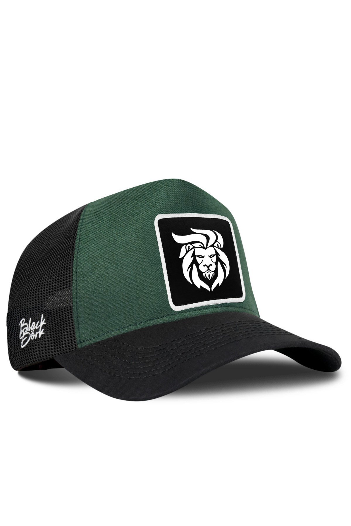 Aslan Logolu Cordura Siyah-Petrol Yeşili Trucker Şapka