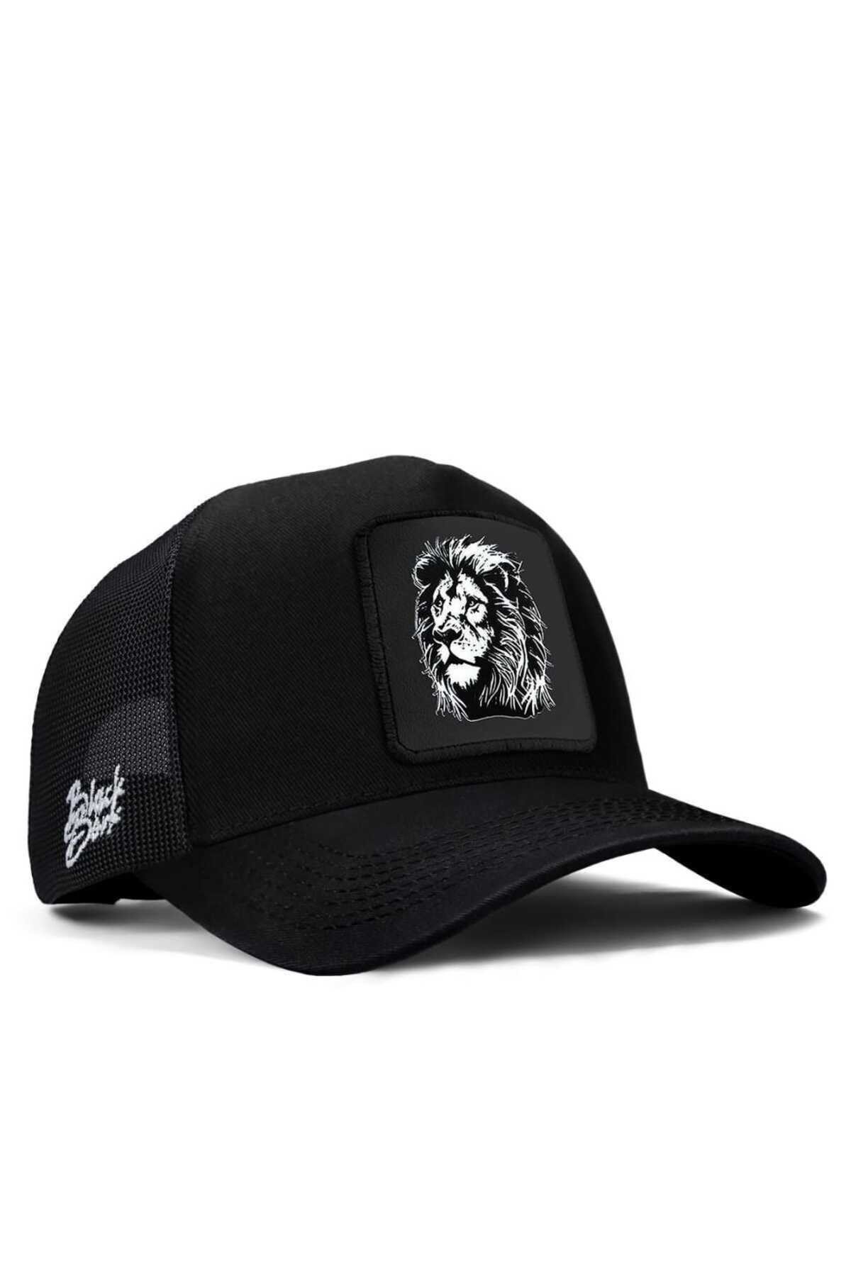 Aslan Logolu Siyah Trucker Şapka