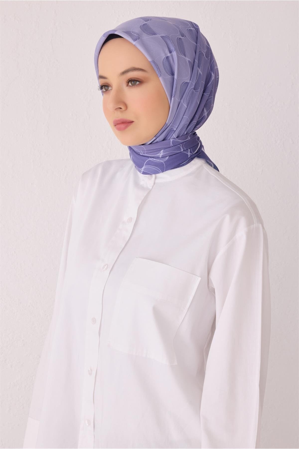 Dalgalı Desen Lacivert Premium Soft Eşarp 1 - 10