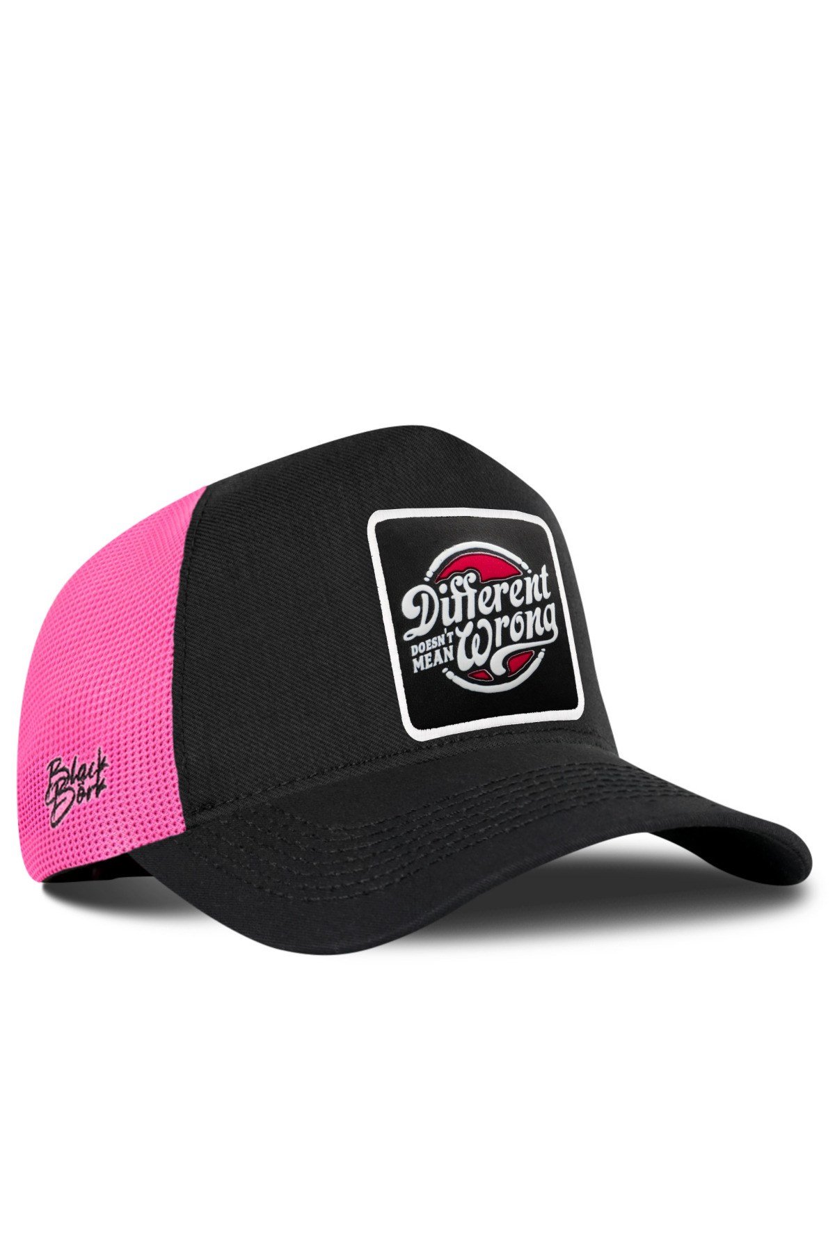 Different Wrong Logolu Cordura Siyah-Pembe Trucker Şapka