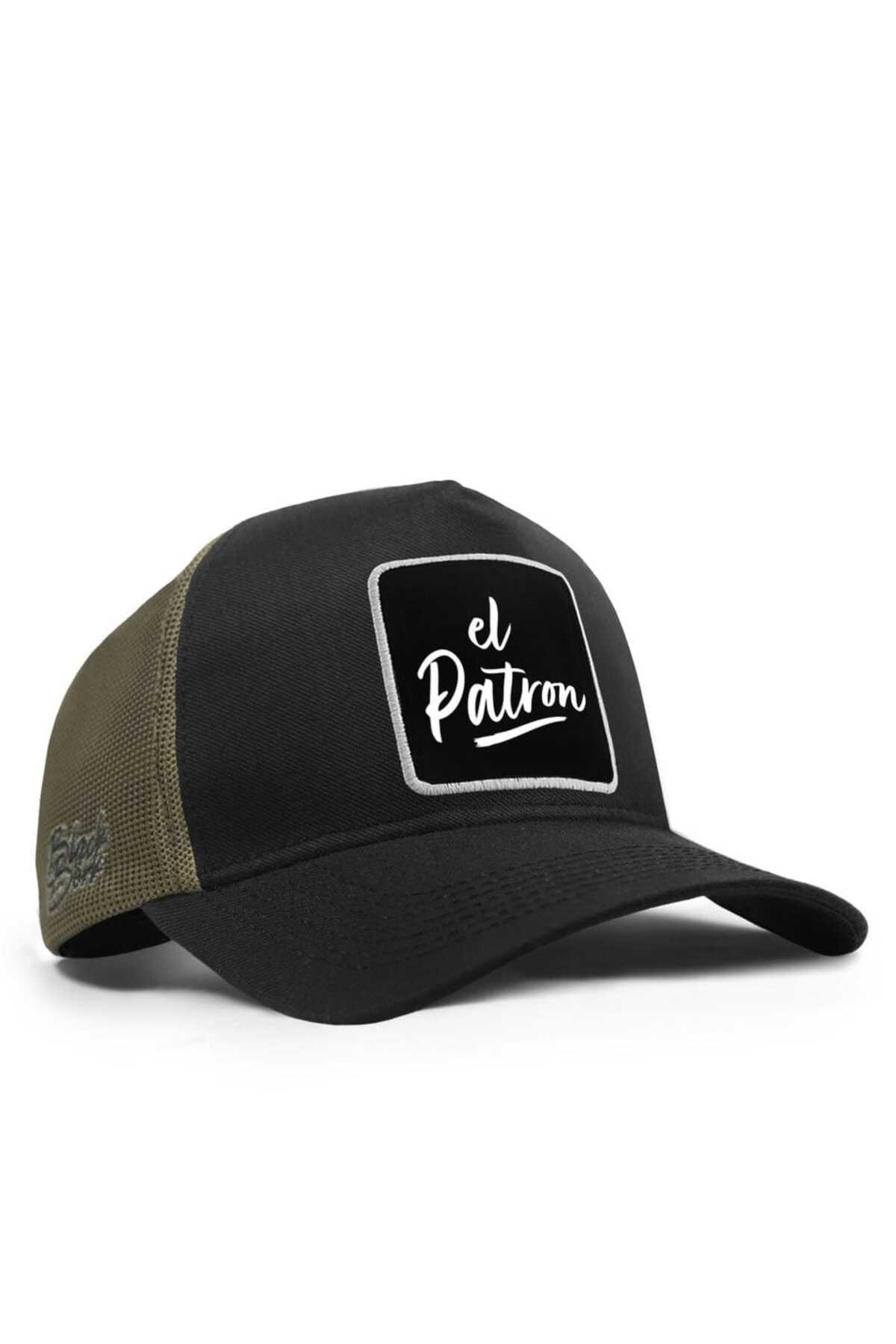 El Patron Logolu Premium Siyah-Haki Trucker Şapka