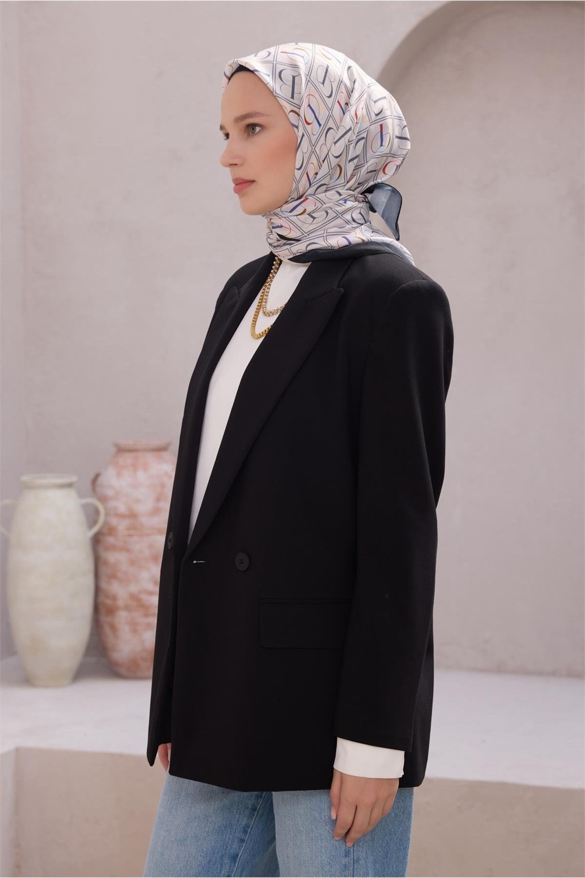 Fresh İmza Desen Beyaz Nova Eşarp 1013 - 02