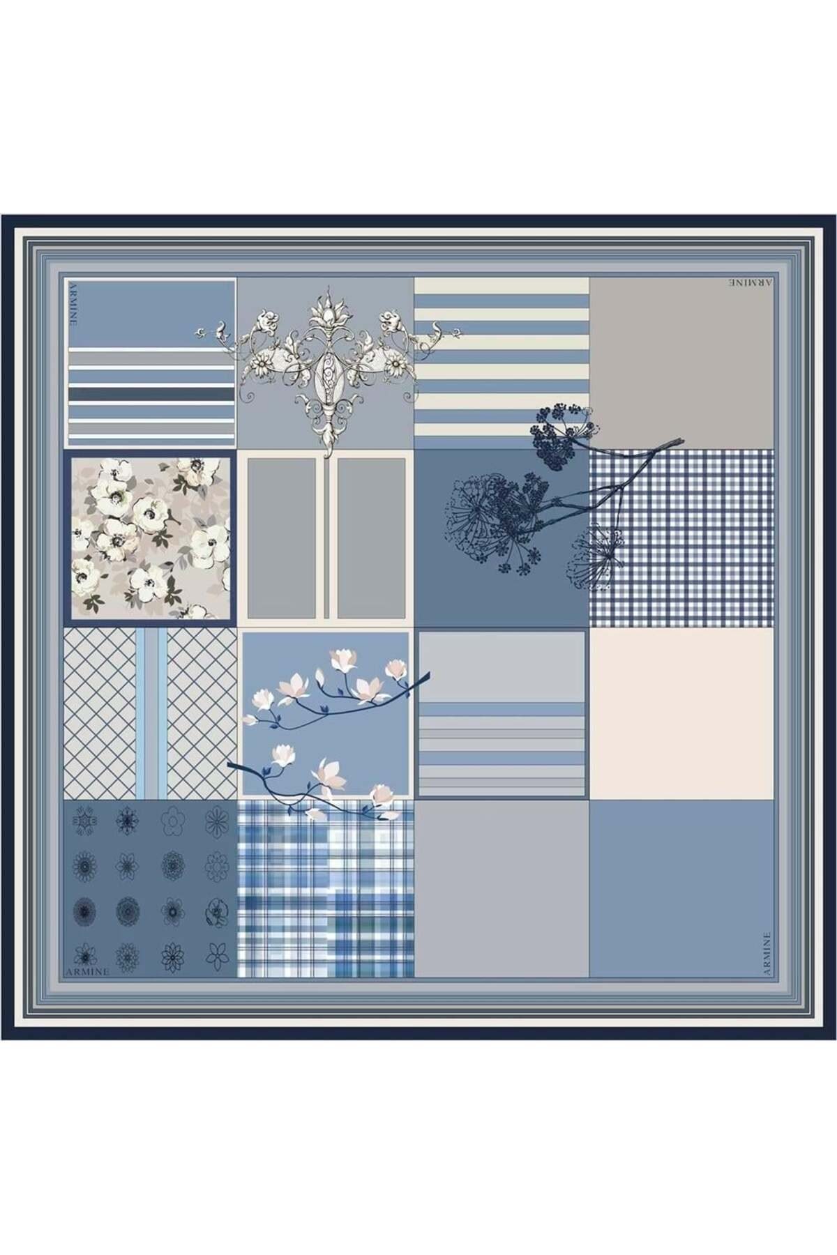İpek Eşarp Nostalji - 8303-84 Mavi Twill