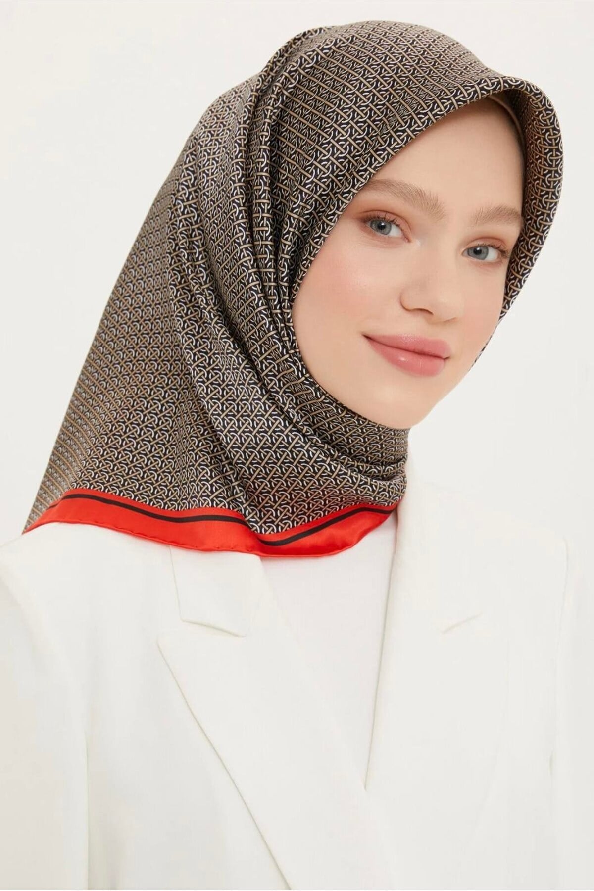 İpek Eşarp Nostalji - 8733-40 Siyah Bordo Twill